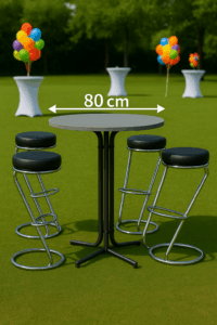 Stehtisch mit 4 Barhockern