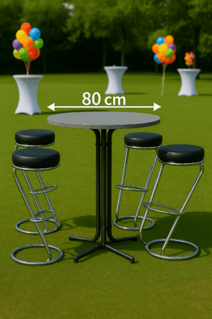 Stehtisch mit 4 Barhockern