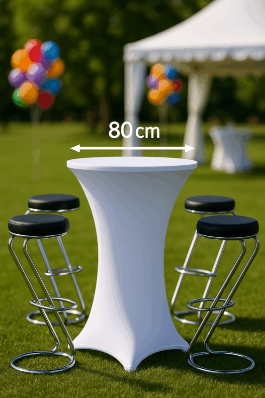 Stehtisch Kombi mit 4 Barhockern und Husse