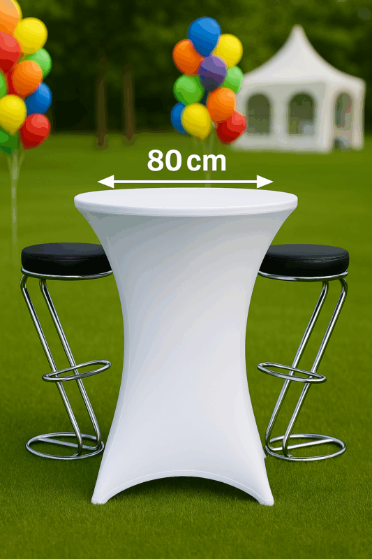 Stehtisch mit Husse und 2 Barhockern