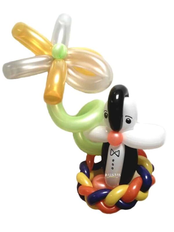 Blumenbouquet aus Luftballons mit Pinguin