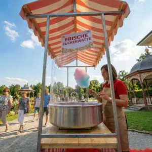 Zuckerwattestand bei der Gartenschau