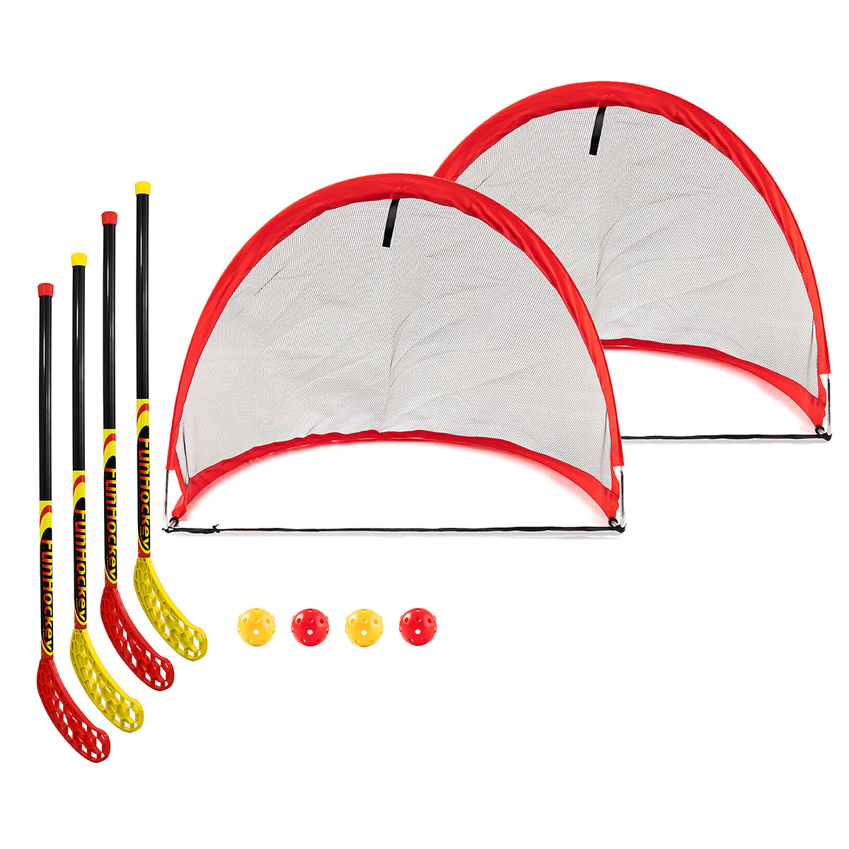 FunHockey Schläger 2 x 2er Set + Pop up Tor - Set Maxi