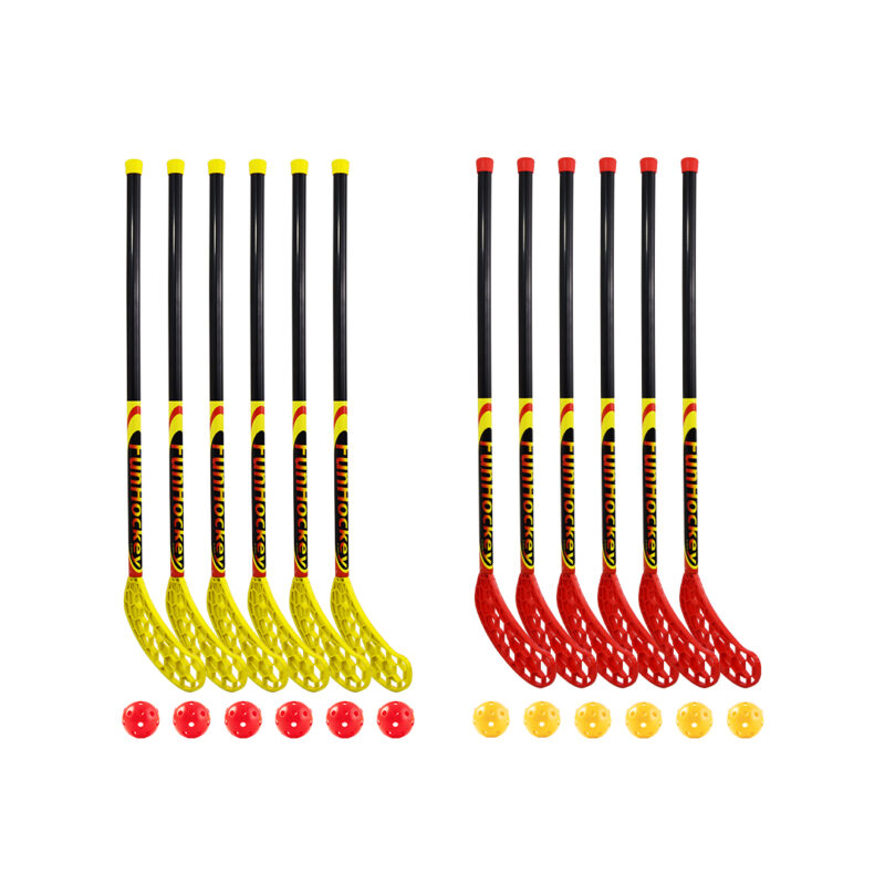 FunHockey Schläger-Set, 12 Schläger und 12 Bälle