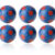 Kickerball 35 mm blau/rot, Set mit 10 St.